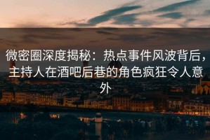 微密圈深度揭秘：热点事件风波背后，主持人在酒吧后巷的角色疯狂令人意外