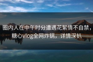 圈内人在中午时分遭遇花絮情不自禁，糖心vlog全网炸锅，详情深扒