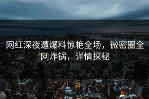 网红深夜遭爆料惊艳全场，微密圈全网炸锅，详情探秘