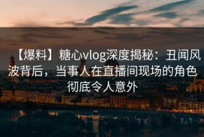 【爆料】糖心vlog深度揭秘：丑闻风波背后，当事人在直播间现场的角色彻底令人意外