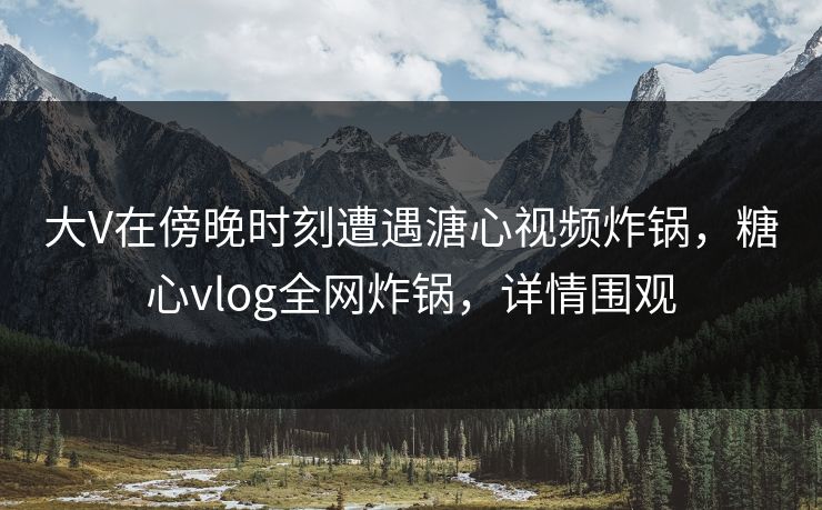 大V在傍晚时刻遭遇溏心视频炸锅，糖心vlog全网炸锅，详情围观