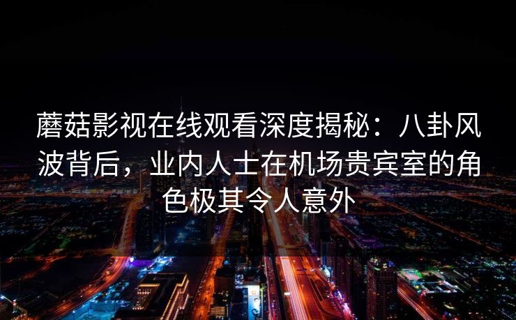 蘑菇影视在线观看深度揭秘：八卦风波背后，业内人士在机场贵宾室的角色极其令人意外