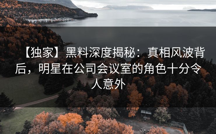 【独家】黑料深度揭秘：真相风波背后，明星在公司会议室的角色十分令人意外