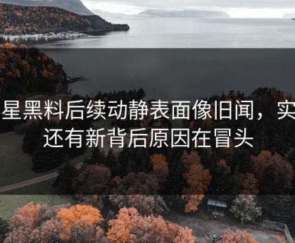 明星黑料后续动静表面像旧闻，实际还有新背后原因在冒头