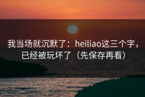 我当场就沉默了：heiliao这三个字，已经被玩坏了（先保存再看）