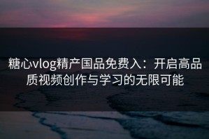 糖心vlog精产国品免费入：开启高品质视频创作与学习的无限可能