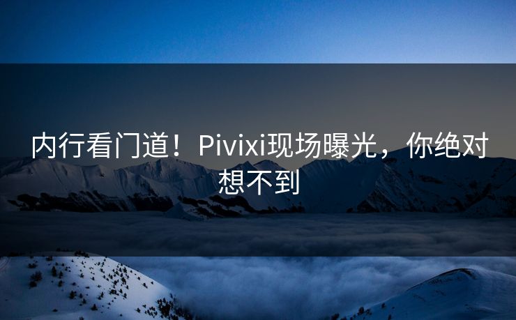 内行看门道！Pivixi现场曝光，你绝对想不到