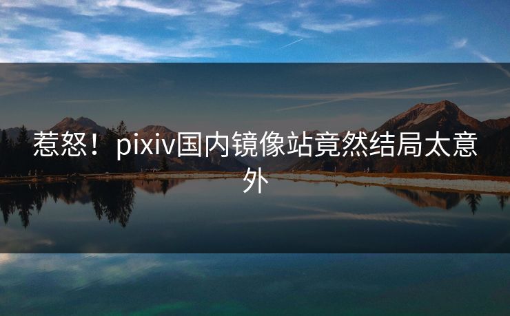 惹怒！pixiv国内镜像站竟然结局太意外