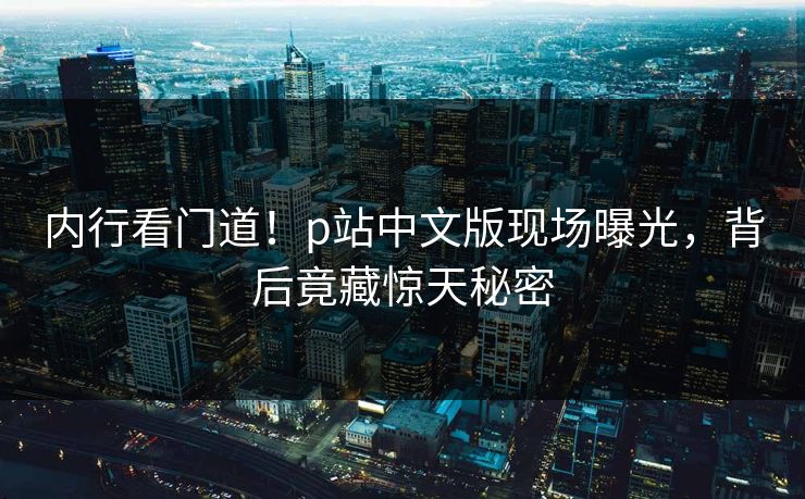 内行看门道！p站中文版现场曝光，背后竟藏惊天秘密
