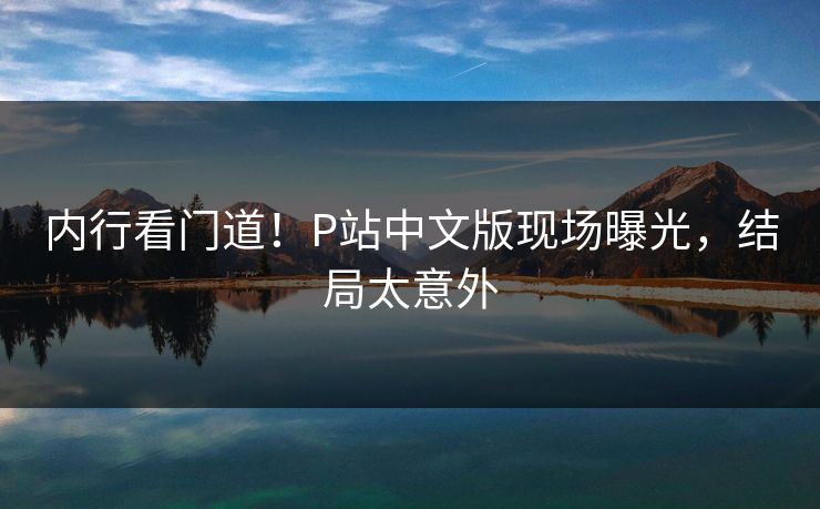内行看门道！P站中文版现场曝光，结局太意外