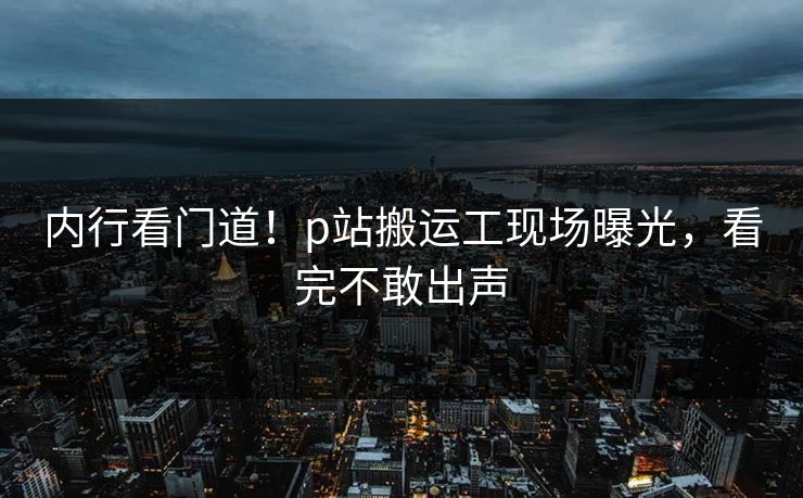内行看门道！p站搬运工现场曝光，看完不敢出声
