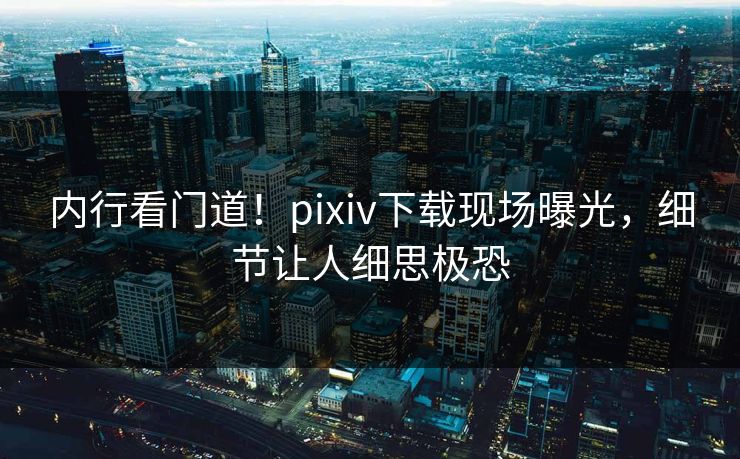 内行看门道！pixiv下载现场曝光，细节让人细思极恐