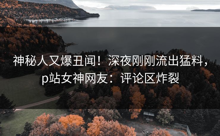 神秘人又爆丑闻！深夜刚刚流出猛料，p站女神网友：评论区炸裂