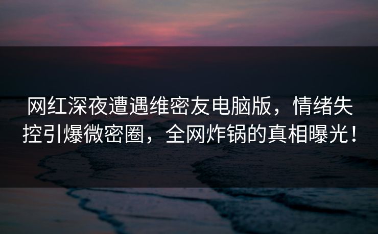 网红深夜遭遇维密友电脑版，情绪失控引爆微密圈，全网炸锅的真相曝光！